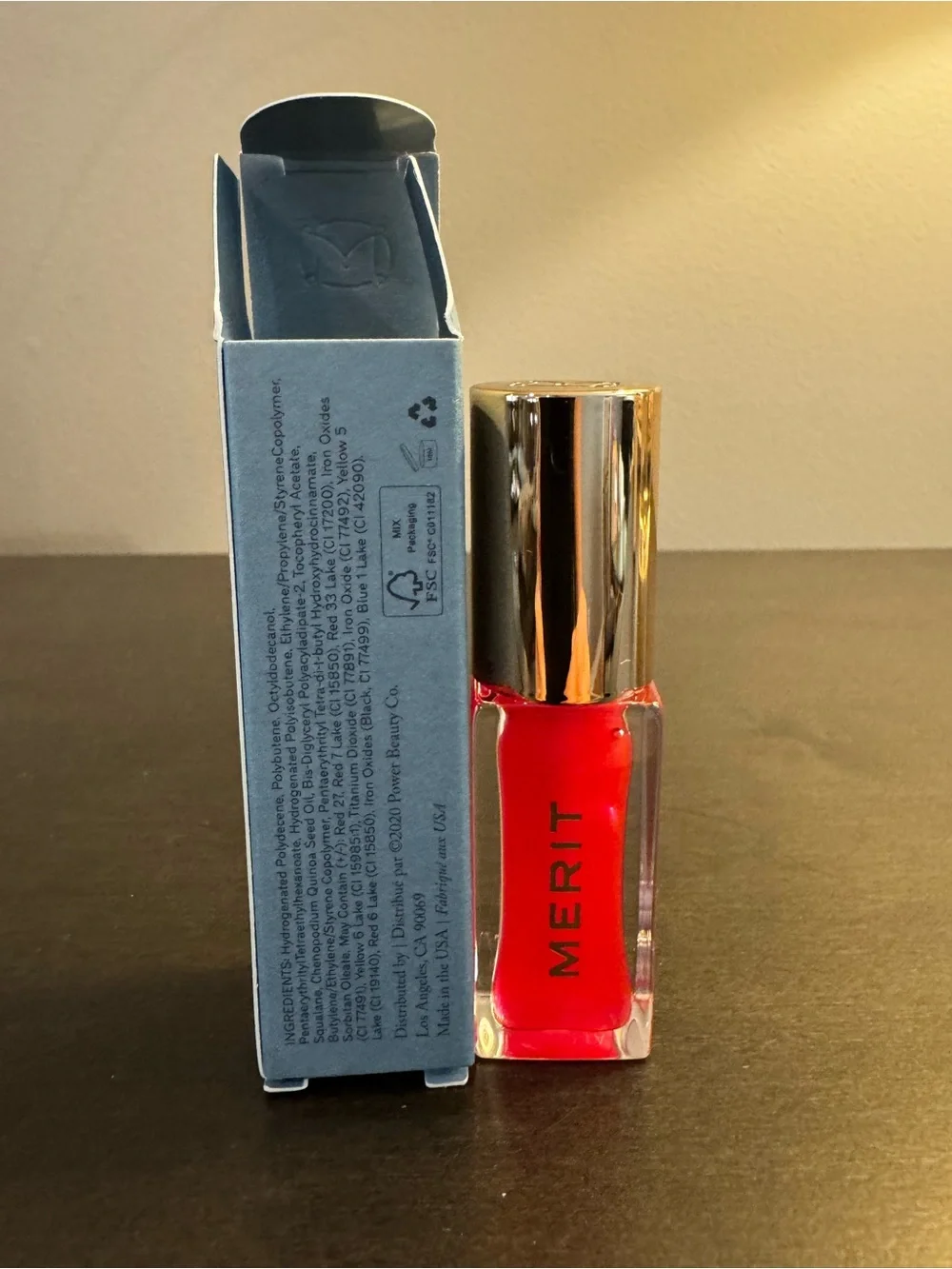 MERIT Shade Slick Gelee Tinted Lip Oil Maraschino (sheer red) .23 oz Full Size N